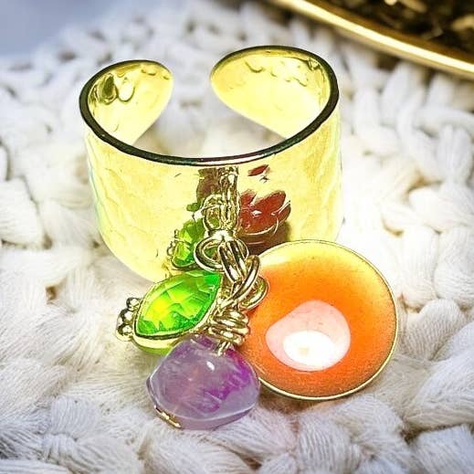 Bague "CONFIANCE" pierres Péridot Améthyste pour la vente par TOURMALYN