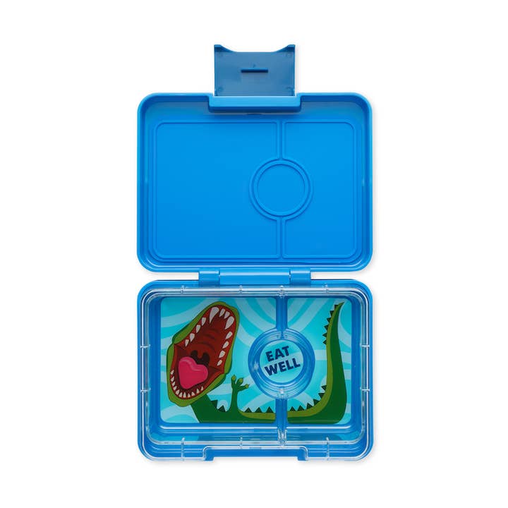Yumbox Snack 3-fack Bento Box - Blå - Dino-bricka för wholesale av Mini Hippo