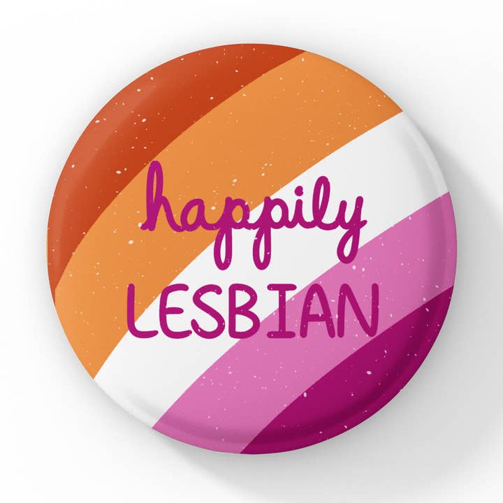 Botón Felizmente lesbianas para venta al por mayor de Luck and Lavender Studio