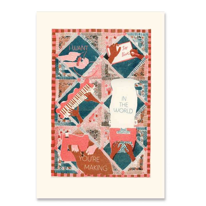 Impression d'art Risograph 6x9 "Monde que vous créez" pour la vente par Heartell Press