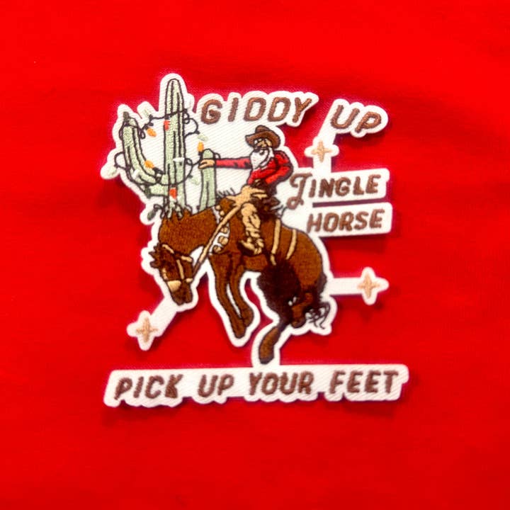 sequinandstiches - Wholesale Patch - Giddy Up Jingle Horse Patch, Christmas Santa Patch, Western Christmas Patch, Cowboy Christmas Patch, Trucker Hat Patch, DIY2