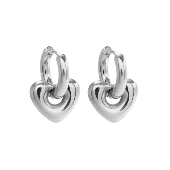 Lacey Puffy Heart Earrings in Stainless Steel for wholesale by Get Balmy - USA