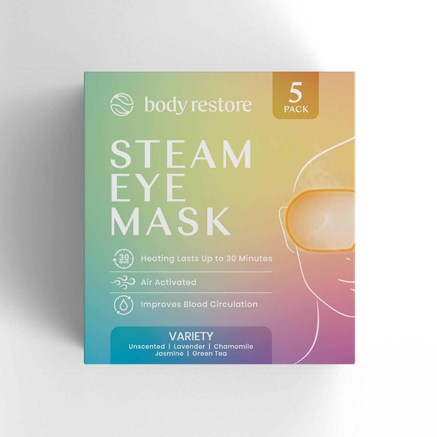 Best Beauty Group - Wholesale Sleep/Eye Mask - BODY RESTORE Steam Eye Mask Spa Relax Five Packs or Single16