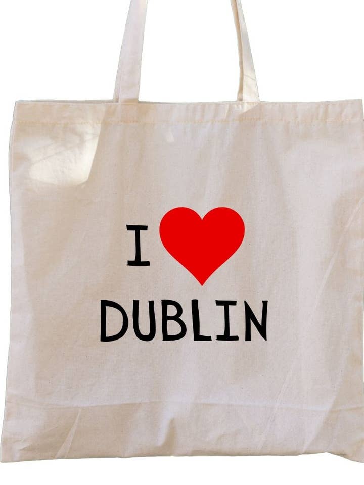 Second Ave Canvas Tygväska Röd I Heart Love Dublin för wholesale av Second Ave Gift Company