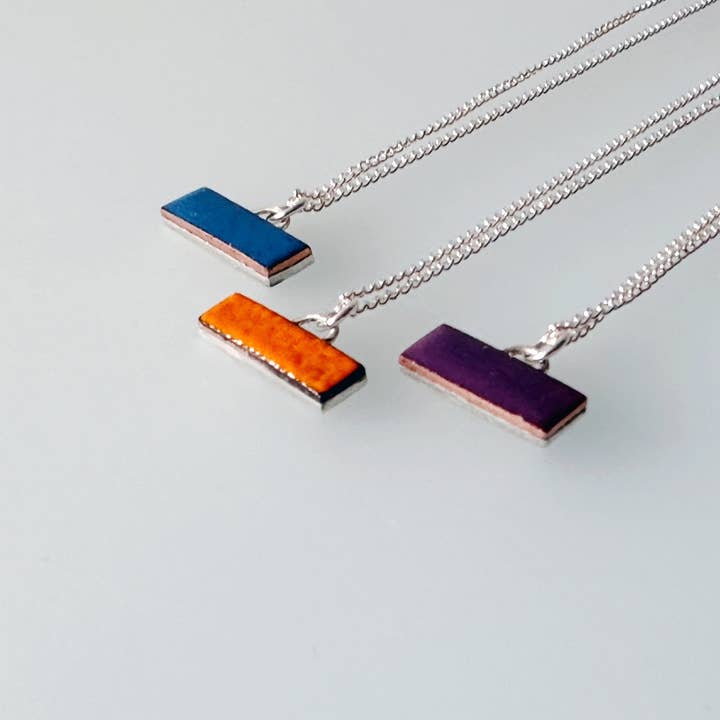 Sterling Silver Enamel Bar Necklace for wholesale by MaisyPlum