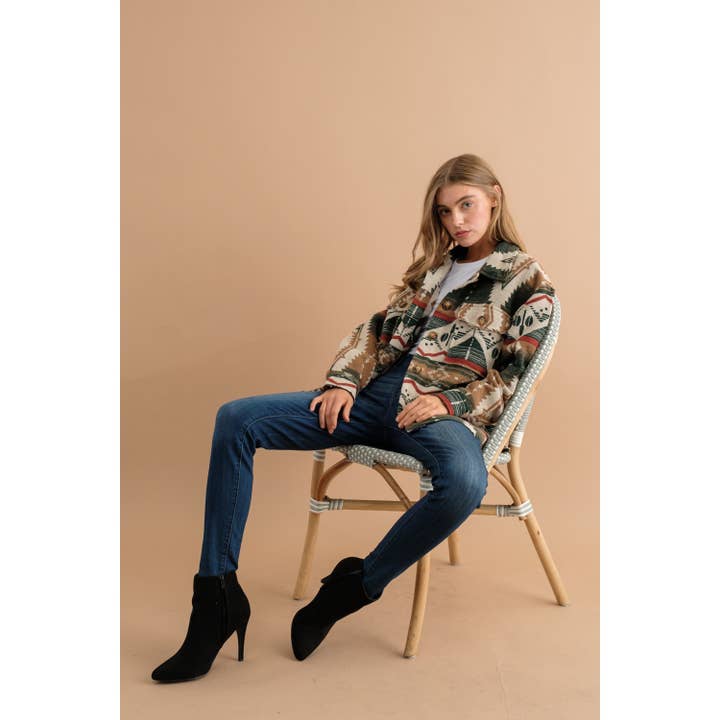 Sweet Generis - Wholesale Shirt Jacket/Shacket - Women's - TRIBAL AZTEC PATTERN BUTTON DOWN SHIRT JACKET13