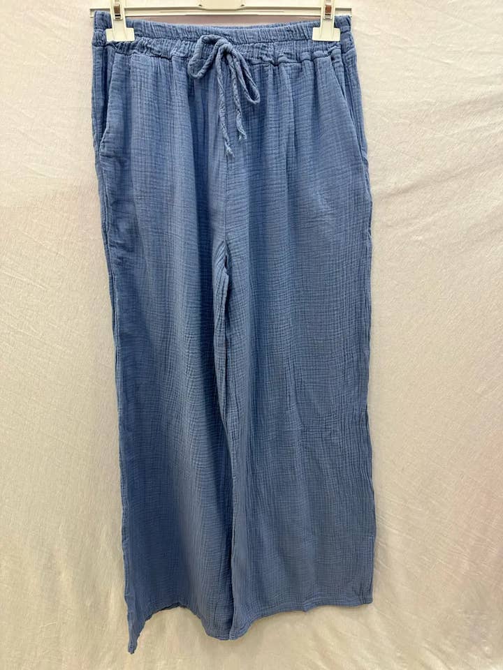 Mimi & Gogo - Wholesale Pants - Women's - Cotton gauze pants with pockets @5375_PGazePoches10