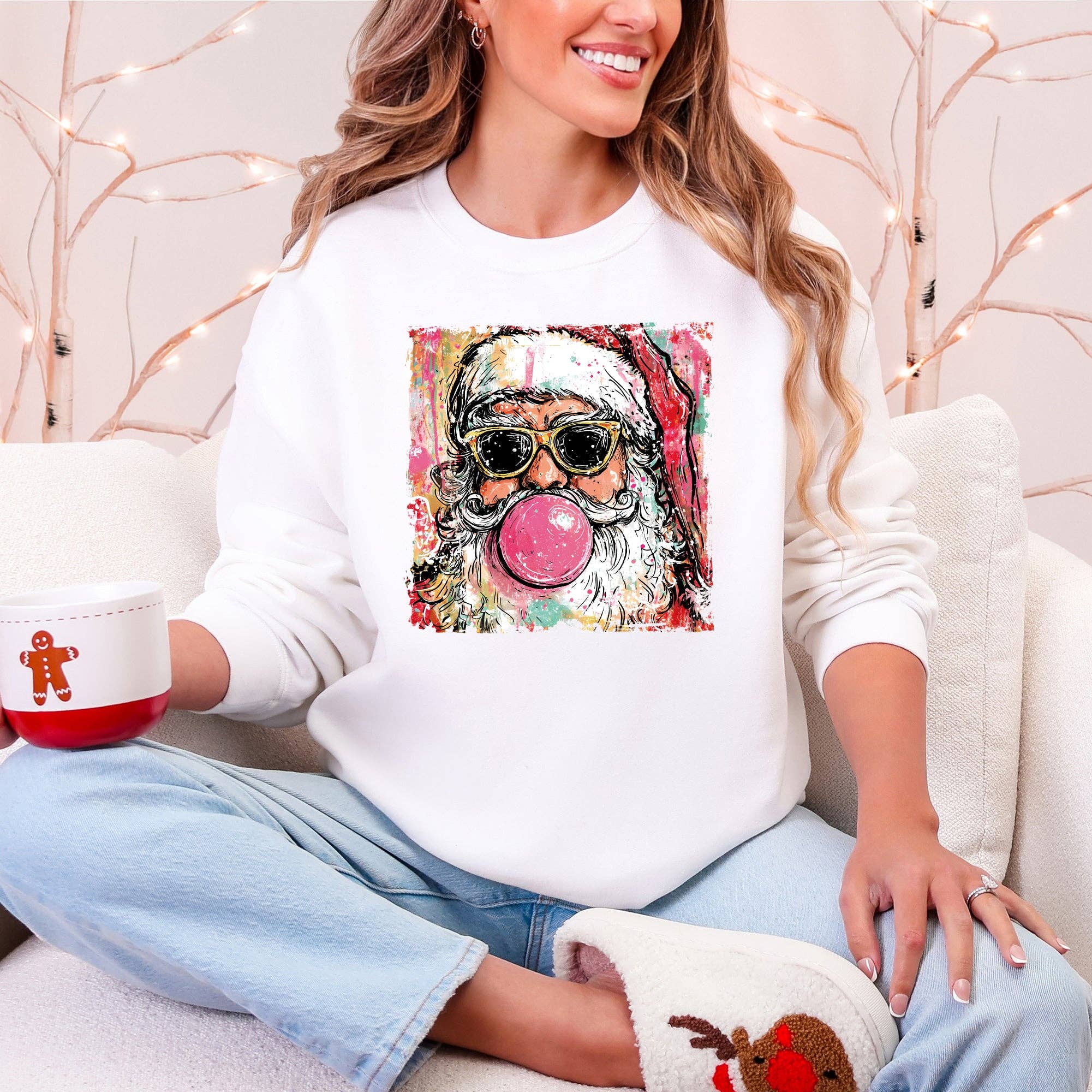 Refinery Number One LLC - Wholesale Graphic Sweatshirt - Unisex - Vintage Santa, Sketched Christmas Bubble Gum Cute Sweatshirt9