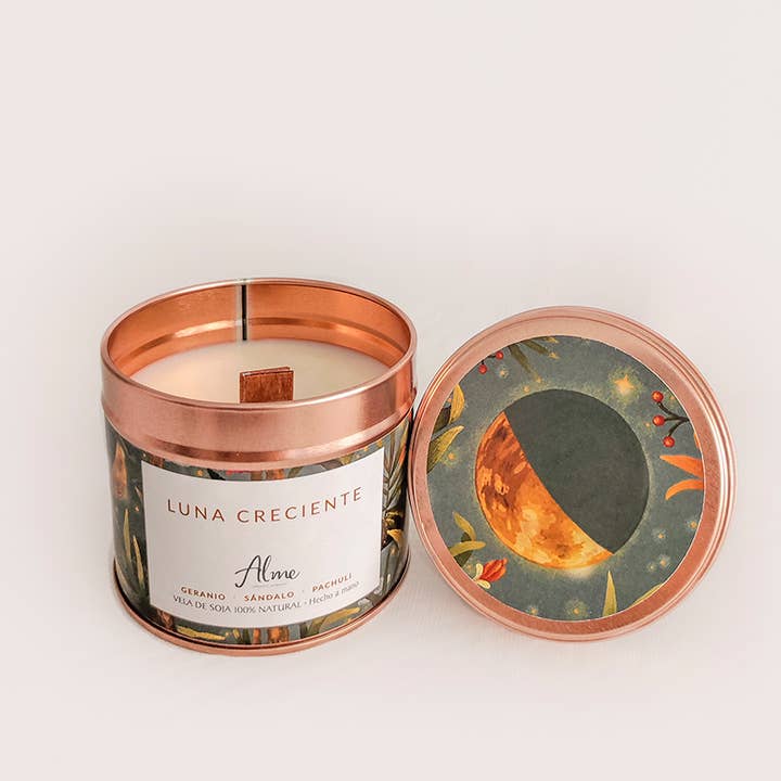 Alme Organic - Wholesale Jar/Filled Candle - LUNA CRESCENTE Wooden Wick Candle 1