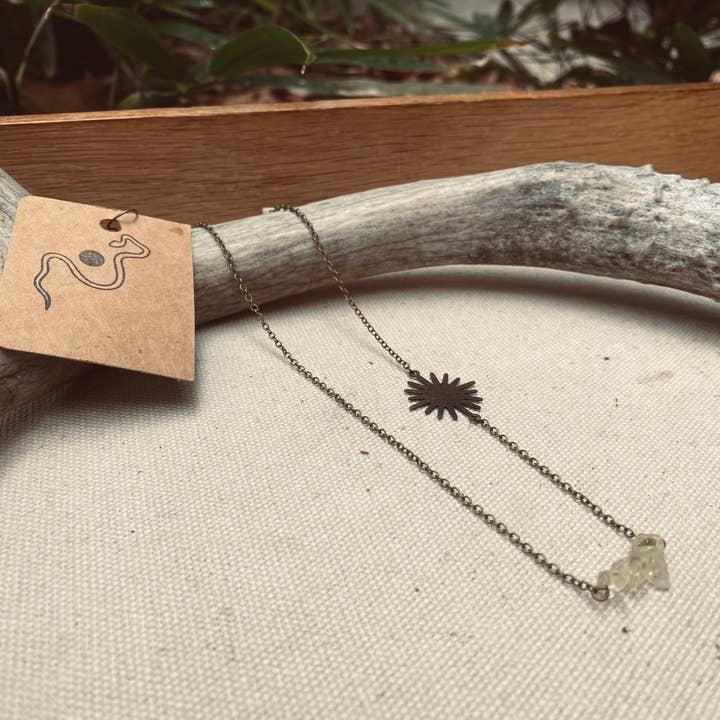 Arid Collective - Wholesale Pendant/Charm Necklace - Short Brass + Crystal Necklace | Reiki Infused | Handmade4