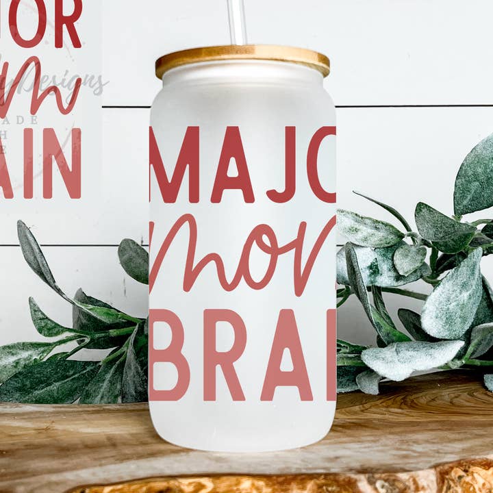 Mom Brain, Mom Life, Frosted Beer Can Glass (Copy) for wholesale by KraftyKathyDesignsCo