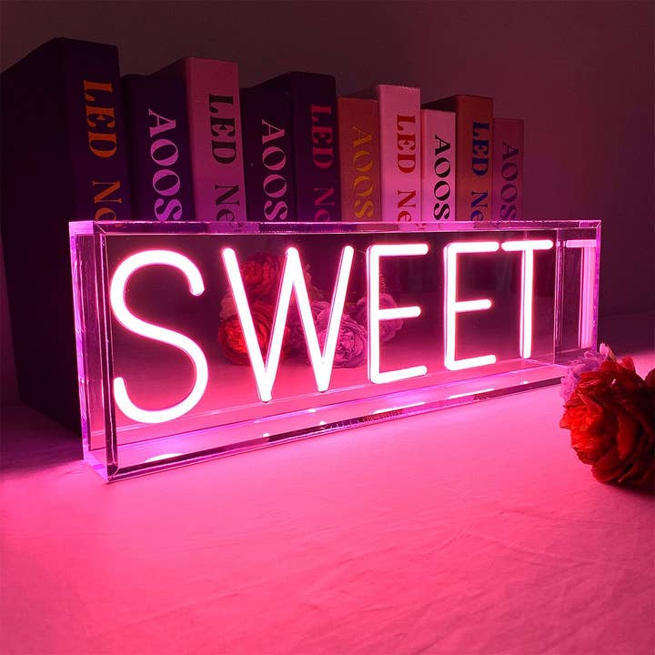 Caja de luz de neón de acrílico dulce para venta al por mayor de Aoos Custom