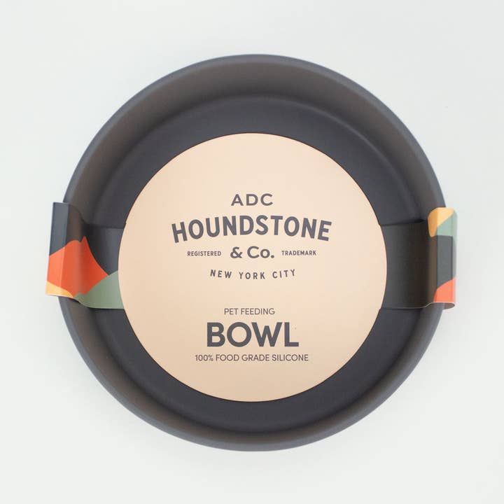 Food Grade Silicone Dog Bowl - Charcoal Grey, 4.5 Cups Volume, Dishwasher Safe, Non-Slip for wholesale by ADC Houndstone & Co.