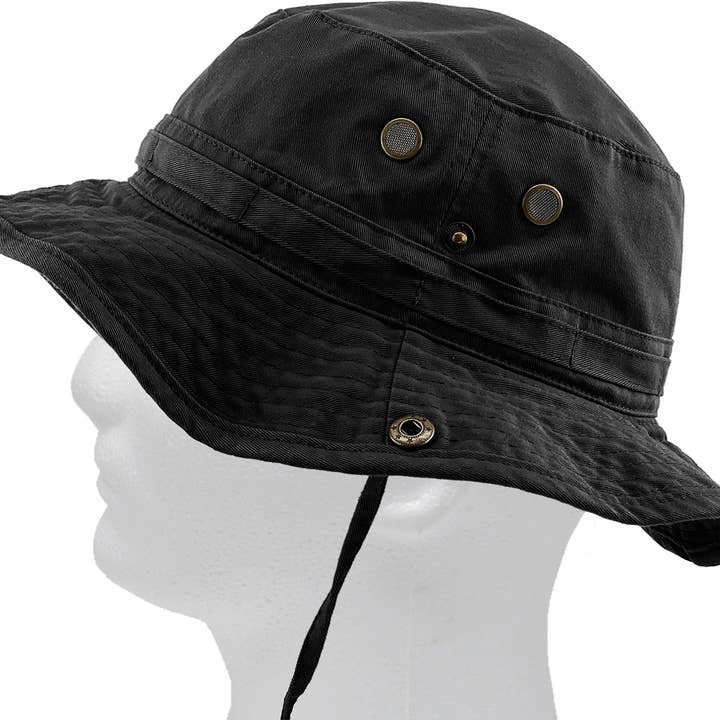 KBETHOS - Wholesale Bucket hat – Unisex - Solid Boonie Hat With String (Fitted)