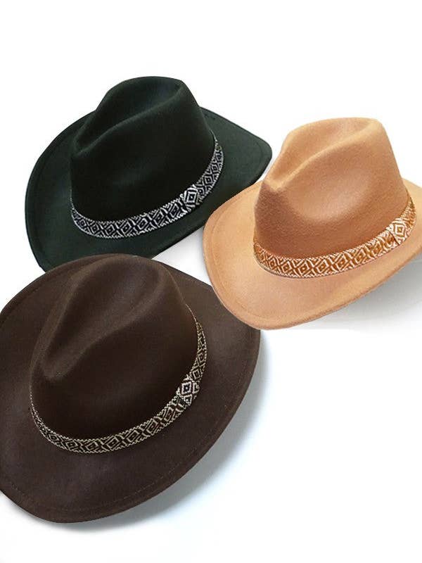 A VINTAGE CLASSIC COW BOY HAT WITH AZTEC TRIM | 40HW313 for wholesale by JOSSLYN by wall to wall