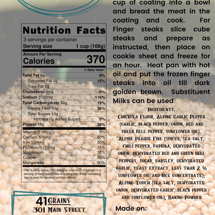 41 Grains - Venta al por mayor Preparados para pan - Revestimiento de garbanzos