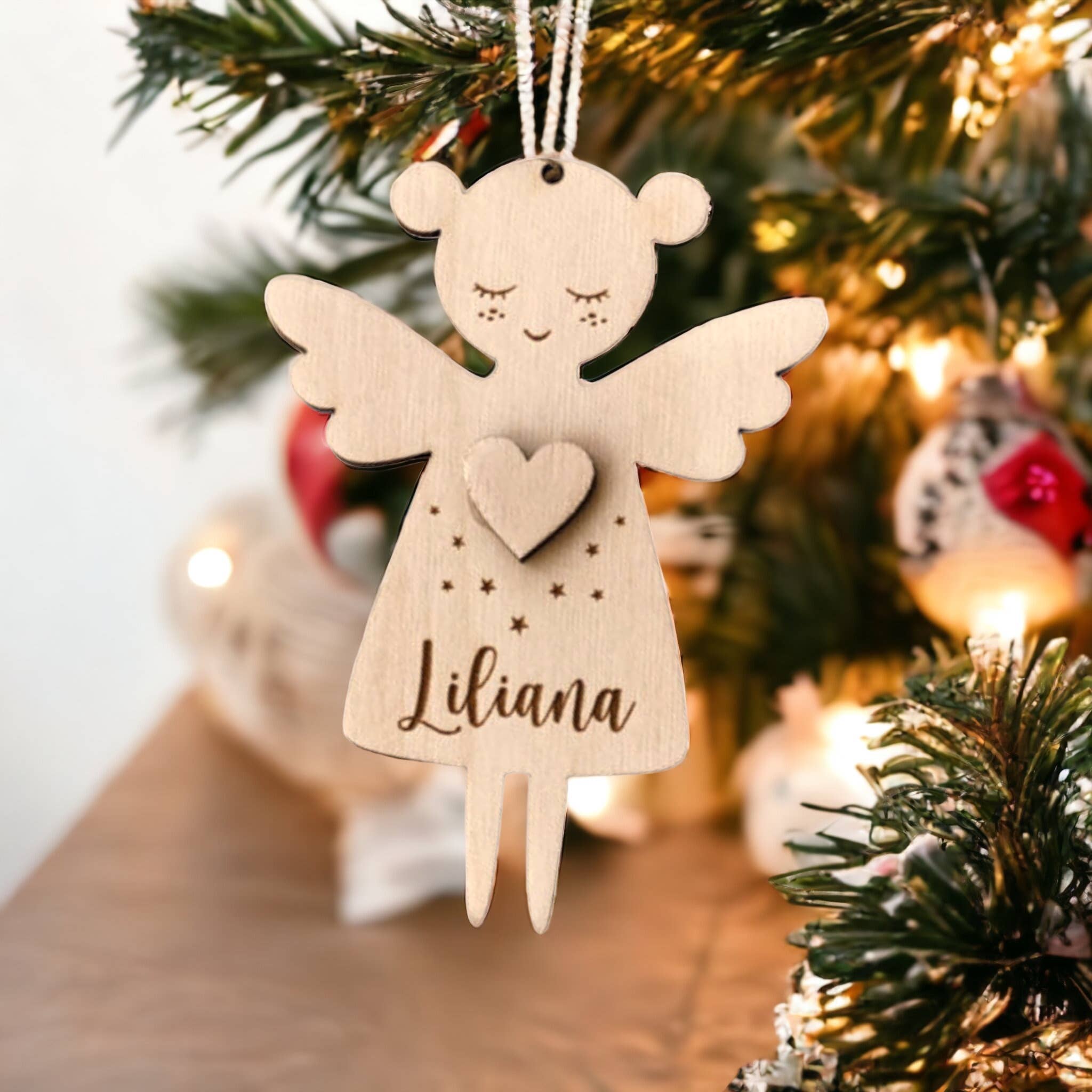 BeGenuine - Wholesale Ornament - Angel Wooden Ornament Personalized with Name Girl Keepsake 2