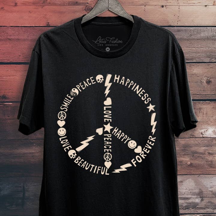 Peace Sign Graphic Top and other Purchase Wholesale clothes labels. Free Returns & Net 60 Terms on Faire trending on Faire.