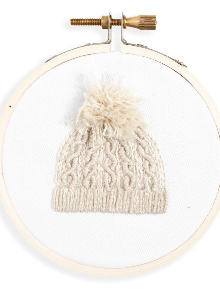 Cable Knit Hat Ornament Embroidery Kit for wholesale by kdornbier embroidery