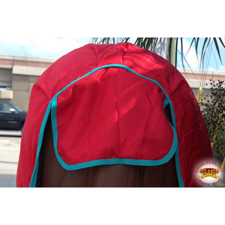 HILASON - Wholesale Horseback Riding Gear - Hilason 600D Winter Waterproof Horse Turnout Blanket Belly Wrap Red & Turquoise7