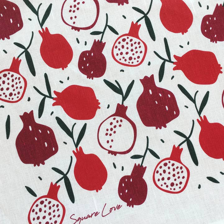 Pomegranate Linen Blend Tea Towel for wholesale by Square Love