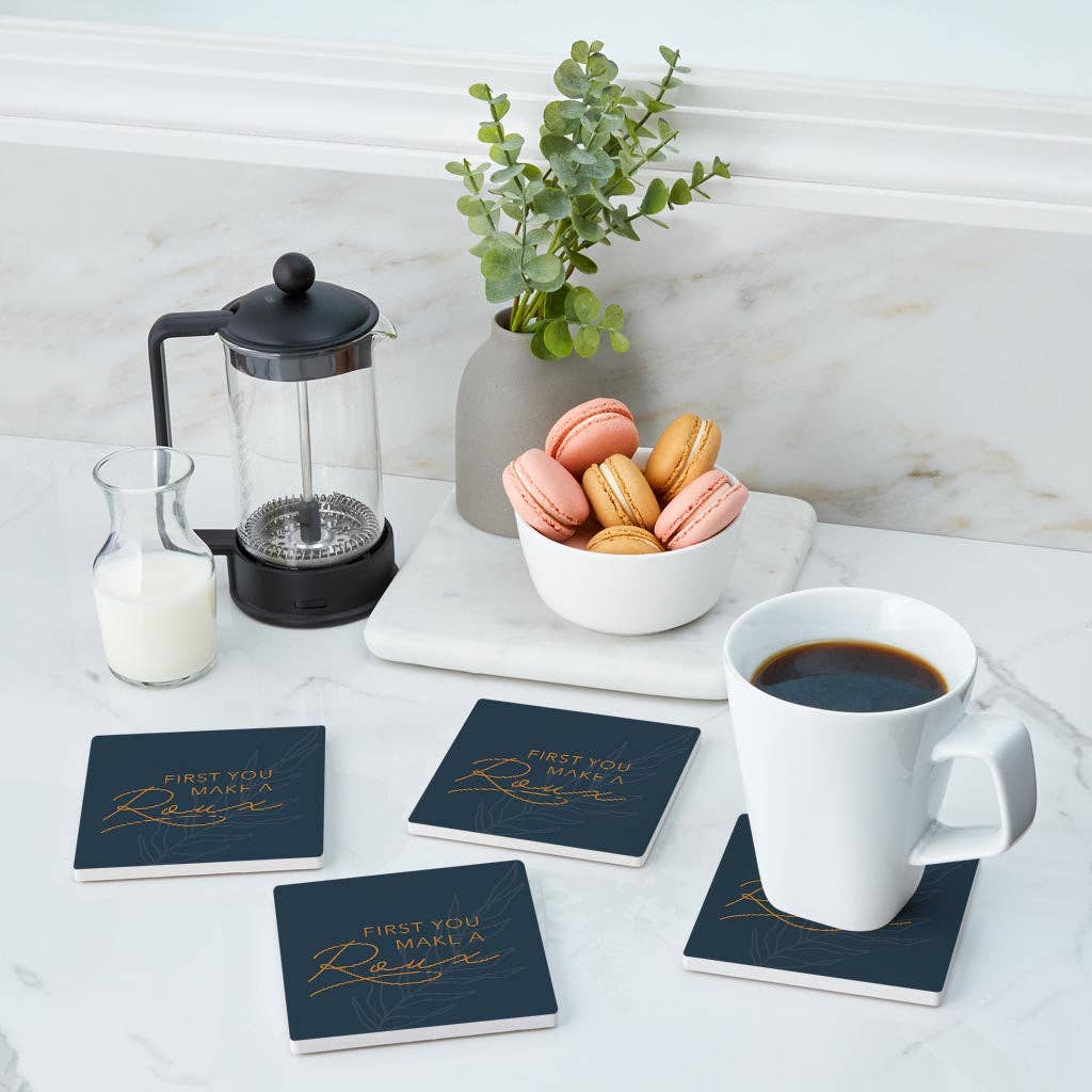 Love Local - Wholesale Coasters - Modern Minimalist Louisiana Roux Saying | Absorbent Coasters | Set of 4 | Min 23