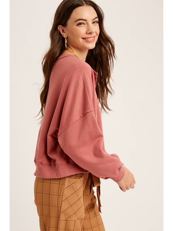 Listicle - Wholesale Knit Top - Women's - Henley Button Soft Knit Top LT11126