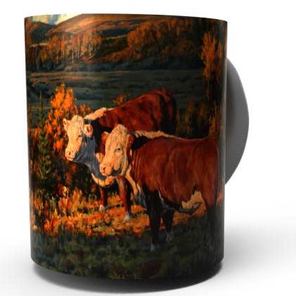 Natures Window - Wholesale Coffee Mug - CATTLE COUNTRY-HEREFORD COW COFFEE MUG-Art by Bruce Miller