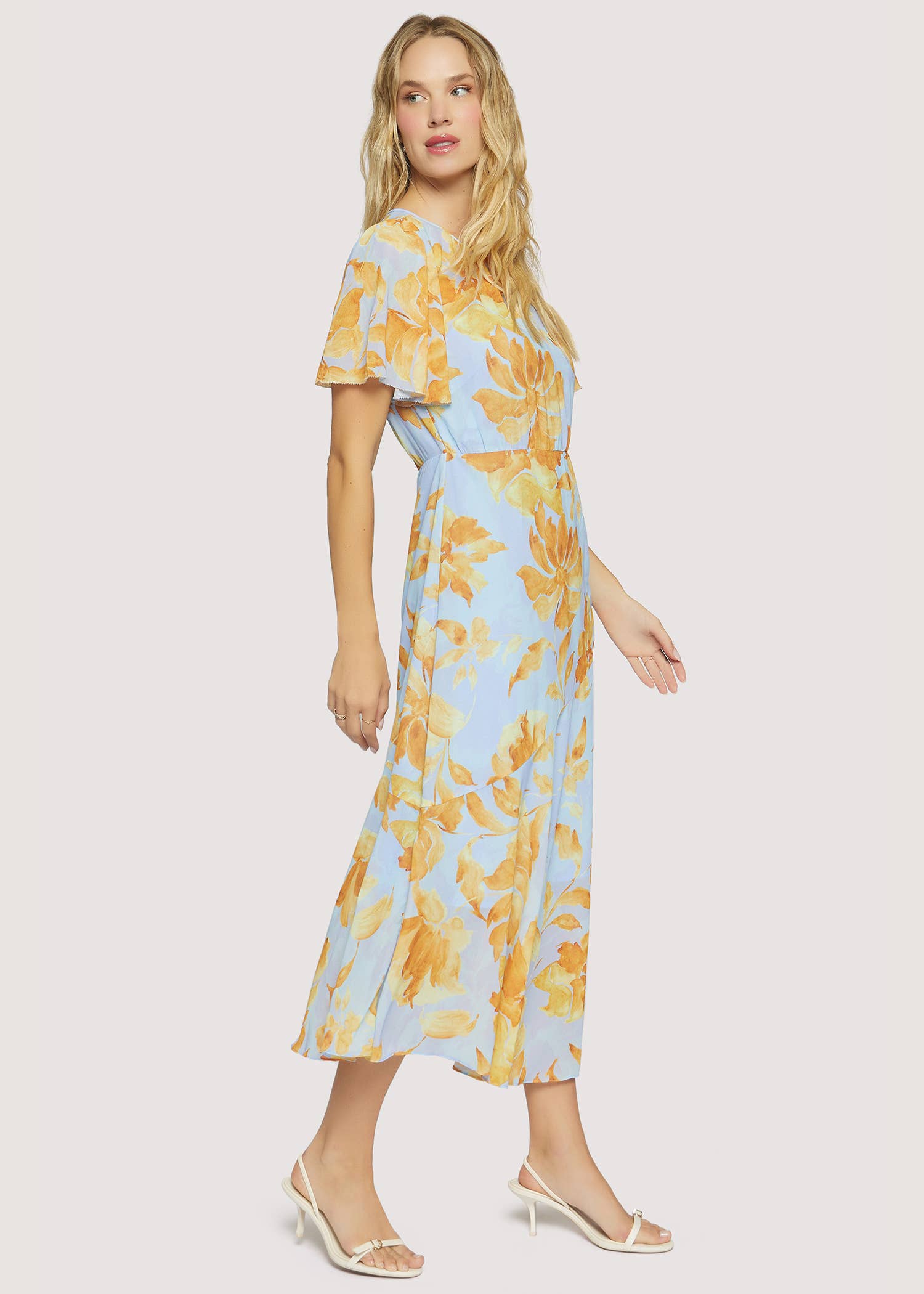 Florentine Affair Midi Dress - Summer Floral Chiffon Zipper for wholesale on Faire1