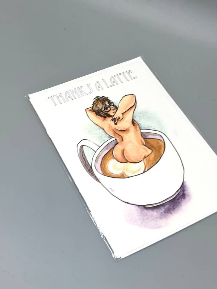 Greeting Card: Thanks A Latte for wholesale by Gingerly Made