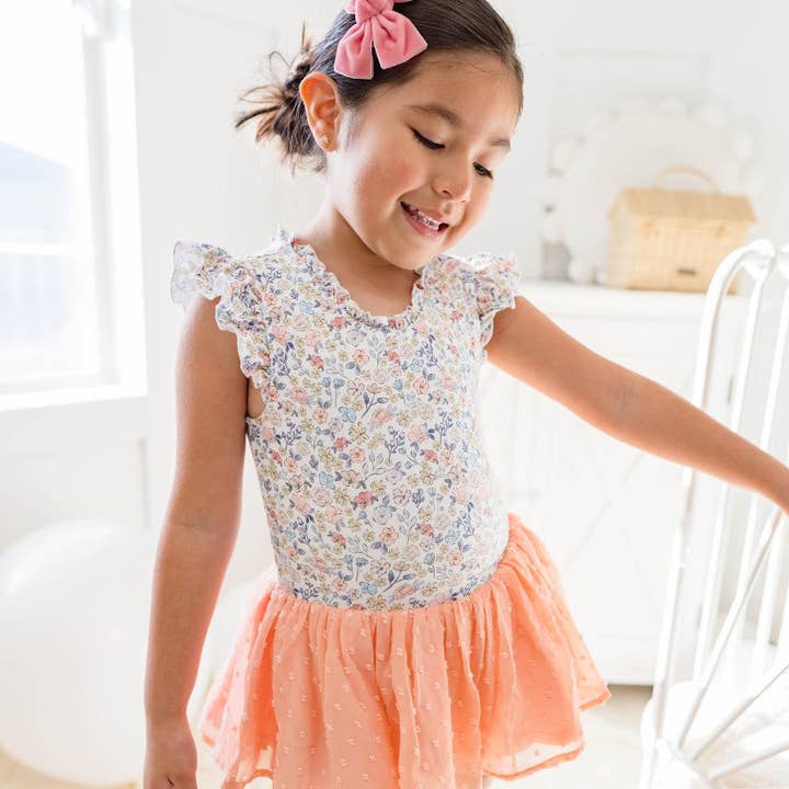 Farrah Leotard - Coral Crush for wholesale by Cheeky Plum