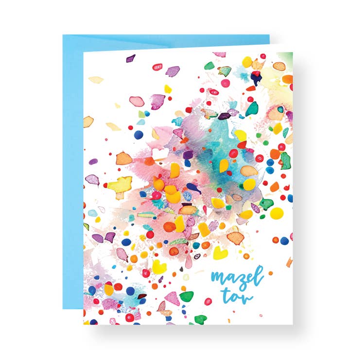 Mazel Tov Splatter Greeting Card for wholesale by Kramer Drive