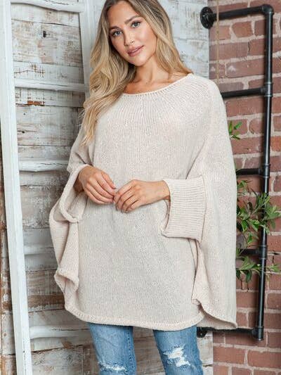 Camisola de Gola Redonda com Mangas de Morcego por atacado de ClassiQ