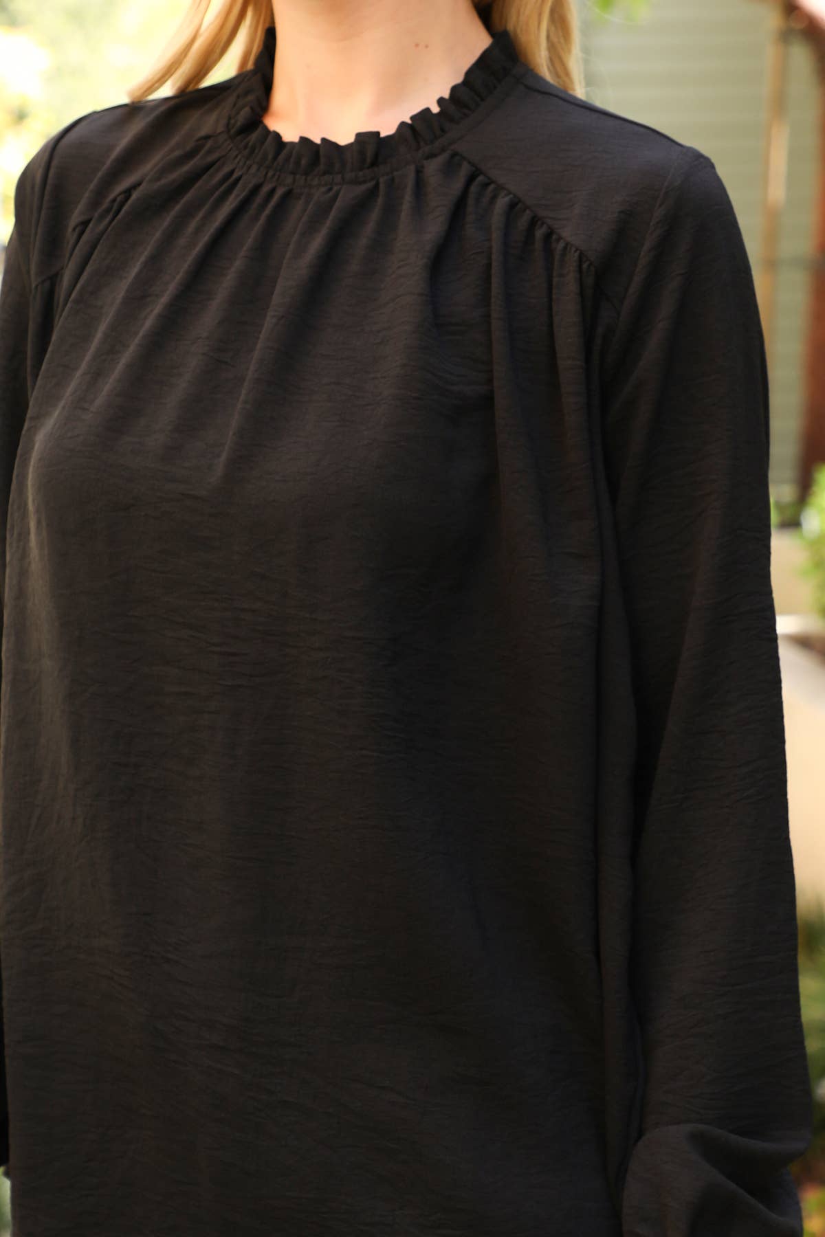 You & Me – Blusa - Mulher por atacado – YMT20087V-PUFF MANGA MESCLA TOP TECIDA DECOTE9