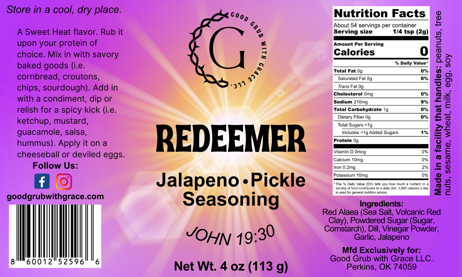 Good Grub with Grace LLC. - Wholesale Dried Spice Mix - Redeemer4