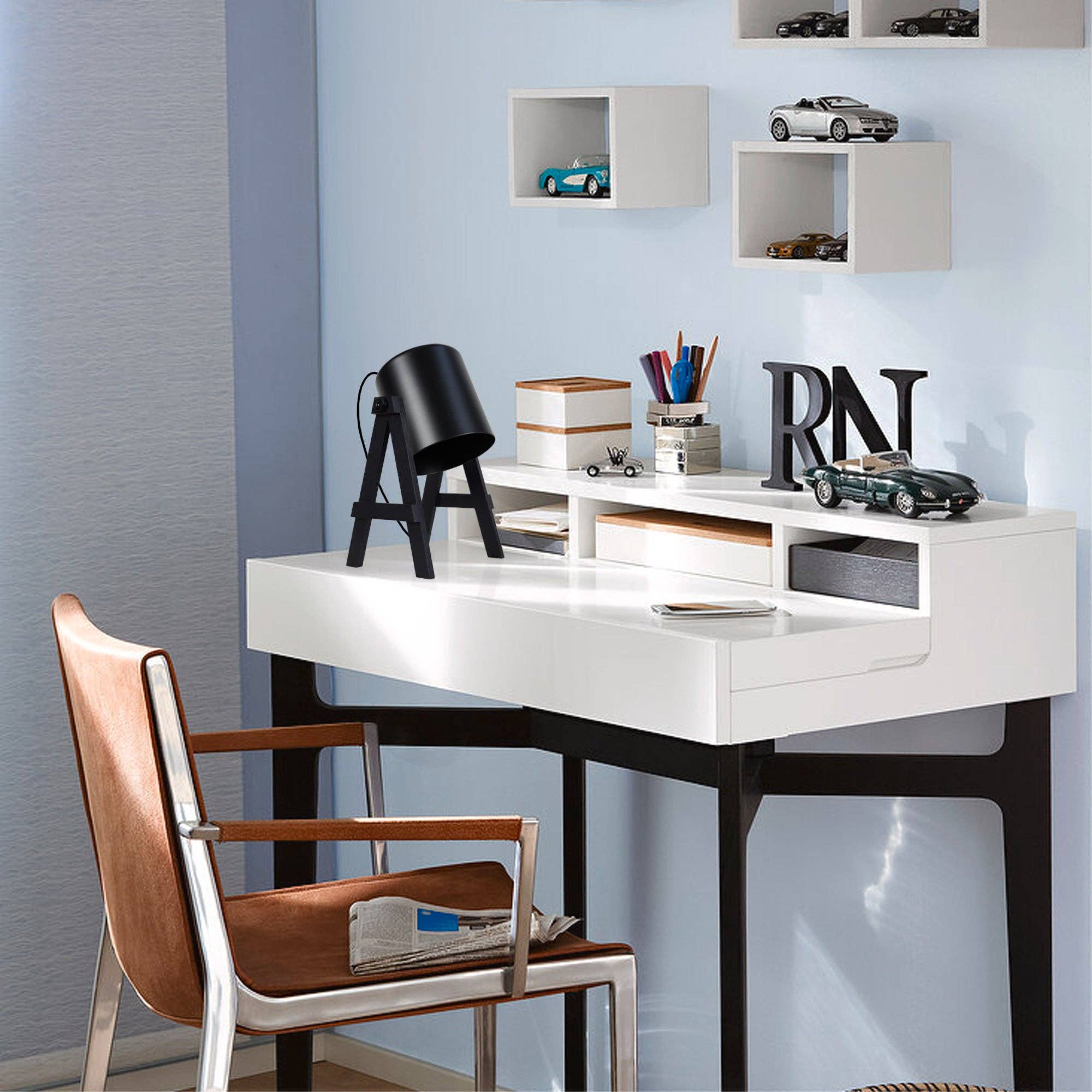 Tosel Shop – wholesale Accent/desk lamp – SPIELBERG - Black Wood Articulated Desk Lamp2