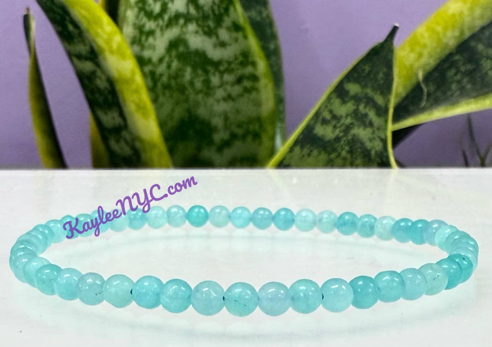 KayleeNYC - Wholesale Beaded Bracelet - Natural Amazonite 4mm 7.5” Crystal Stretch Bracelet4