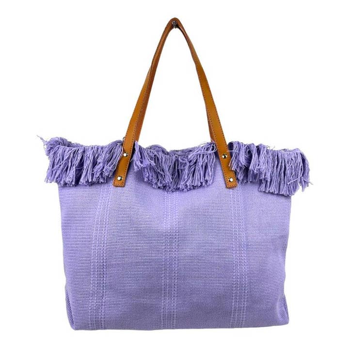 Large Cotton Shoulder Bag for Women with Leather Handles for wholesale by Chenson & Gorett