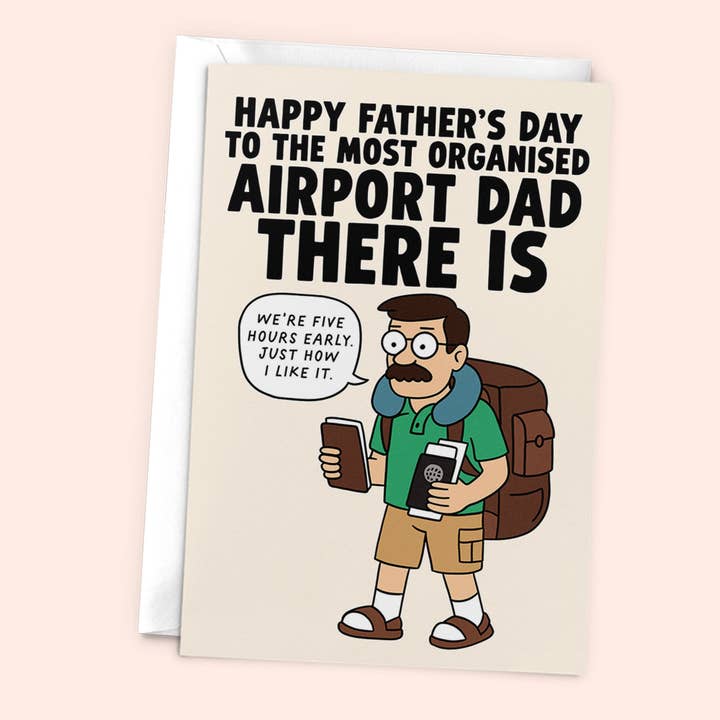 Funny Airport Dad Father's Day Card - Organised Travel Dad for wholesale by Studio Doodles