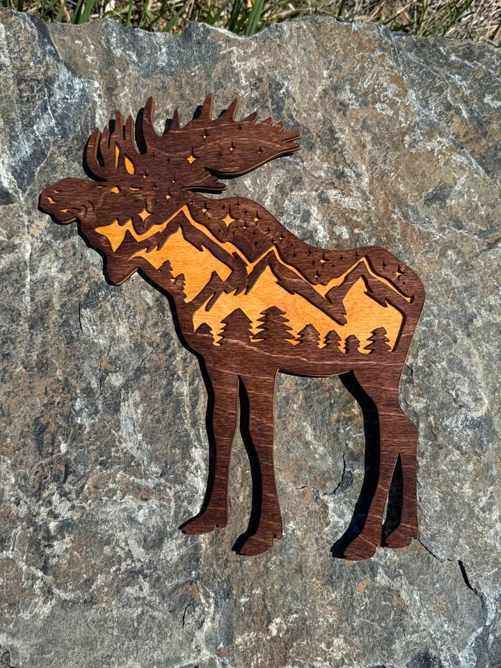 Håndlavet Bjerg Elg Vægkunst Vægdekoration for engroshandel hos The Mas Boutique