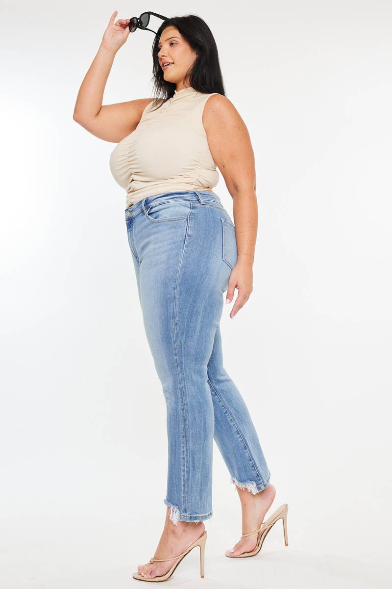 GEMIDDELDE Plus high rise slim crop rechte jeans met medium wassing voor groothandel op Faire2