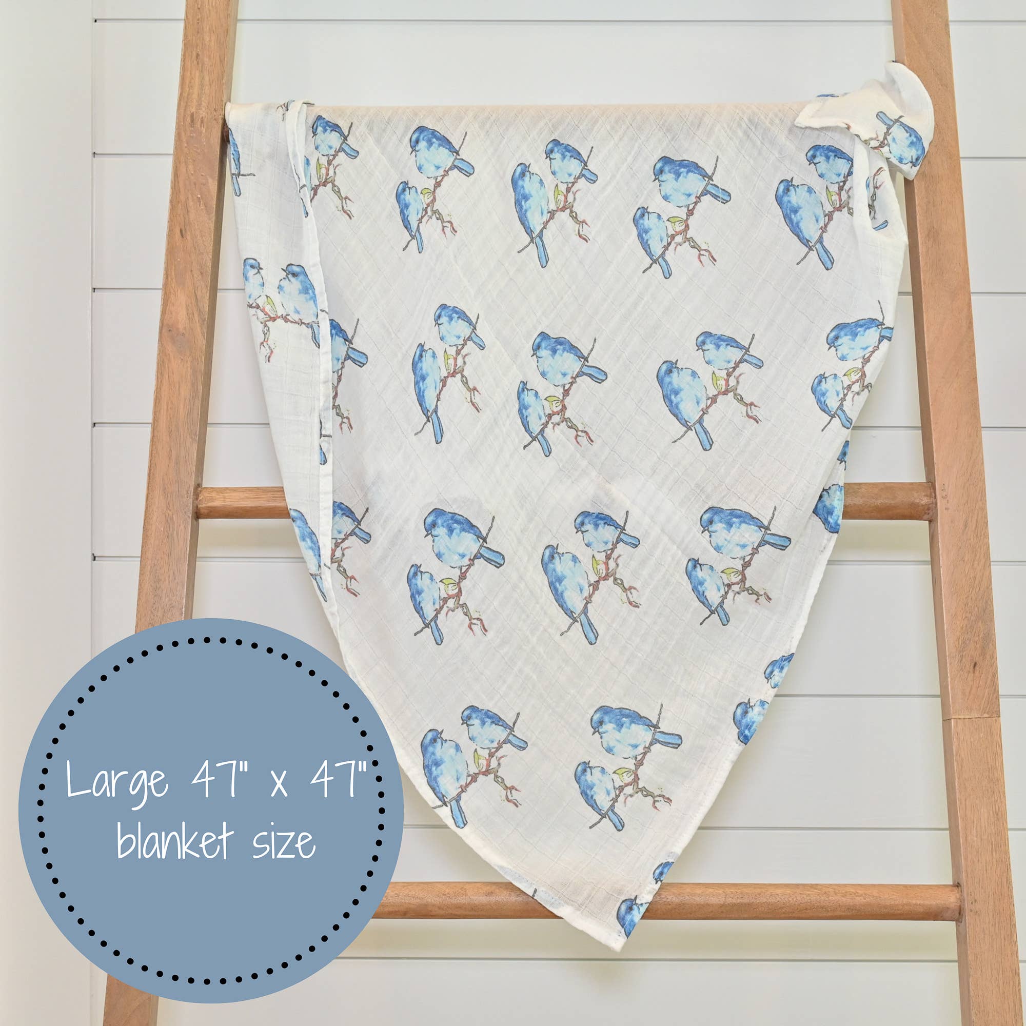 LollyBanks - Wholesale Swaddle - Baby - Bluebird Of Happiness Baby Muslin Swaddle Blanket6