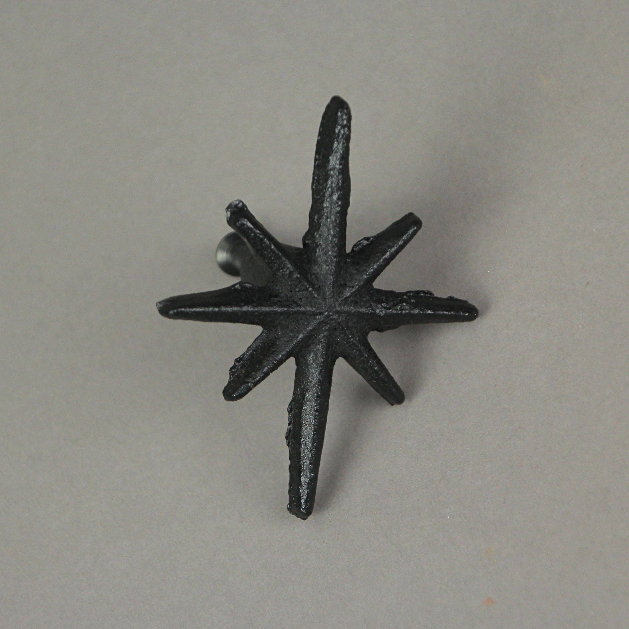 Zeckos - Wholesale Knob/Pull - Set of 6 Cast Iron Knobs - Starburst - Black3