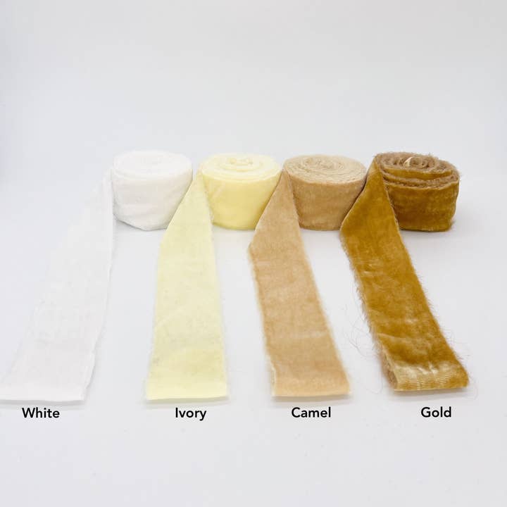 Trim & Twine - Wholesale Ribbon - Gift Wrapping - Bulk 2" Velvet Ribbon - Raw Edge - 33 Colors