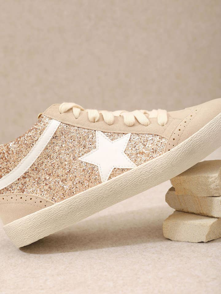 CCOCCI - Wholesale Lifestyle Sneakers - Women's - DAISY GLITTER ACCENT SEMI HIGH-TOP STAR SNEAKERS7