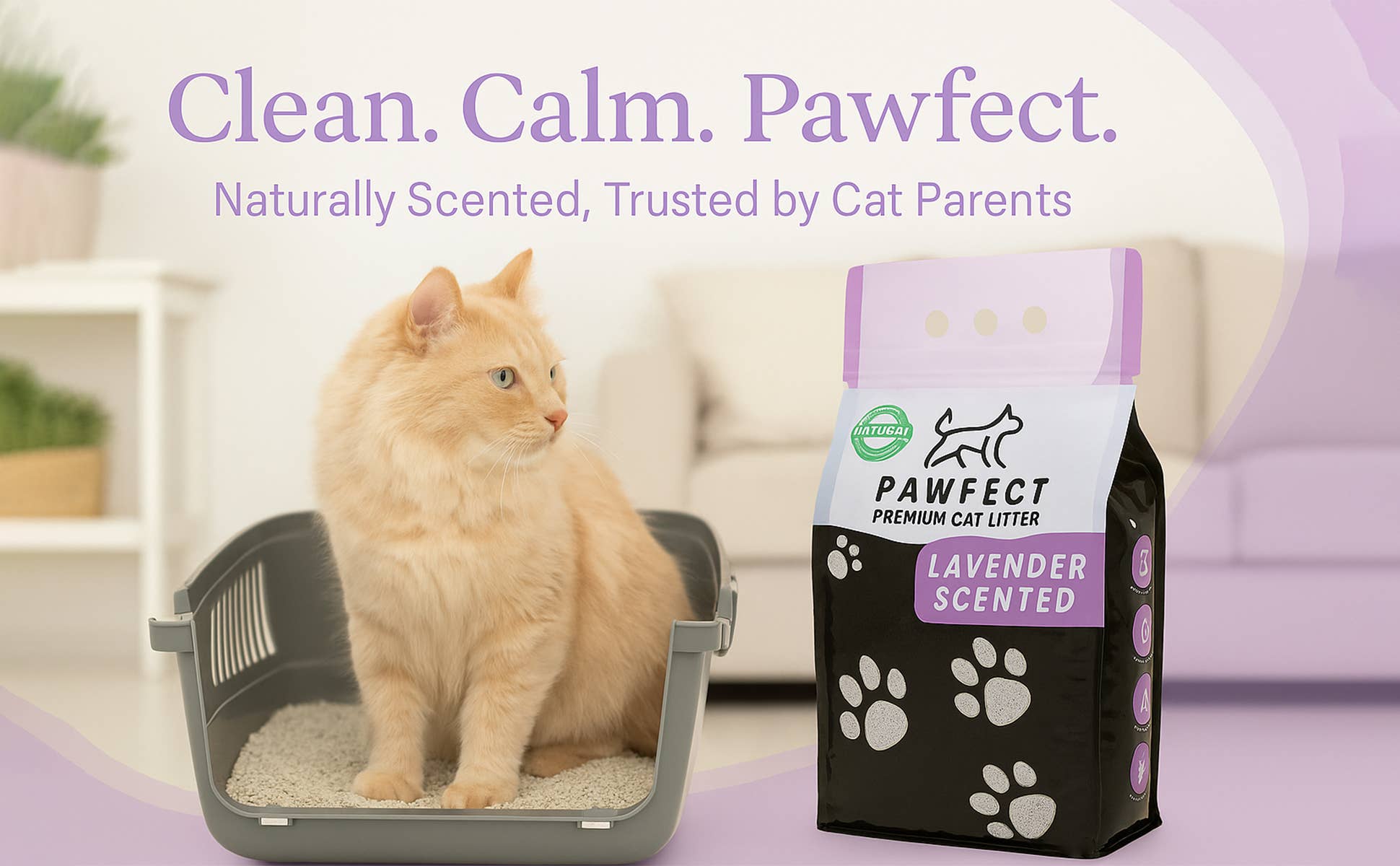 Pawfect Premium Cat Litter – wholesale Cat litter – Lavender Scented Clumping Cat Litter–17.2 lb / 9L, Dust-Free10