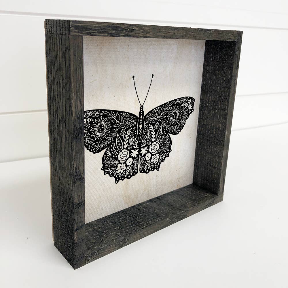 Hangout Home – Großhandel Schilder – Leinwandbild „Mystical Butterfly“, Ebenholzrahmen1
