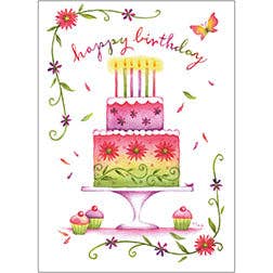 Legacy - Wholesale Birthday Card - Flowery Birthday Cake - Birthday Card