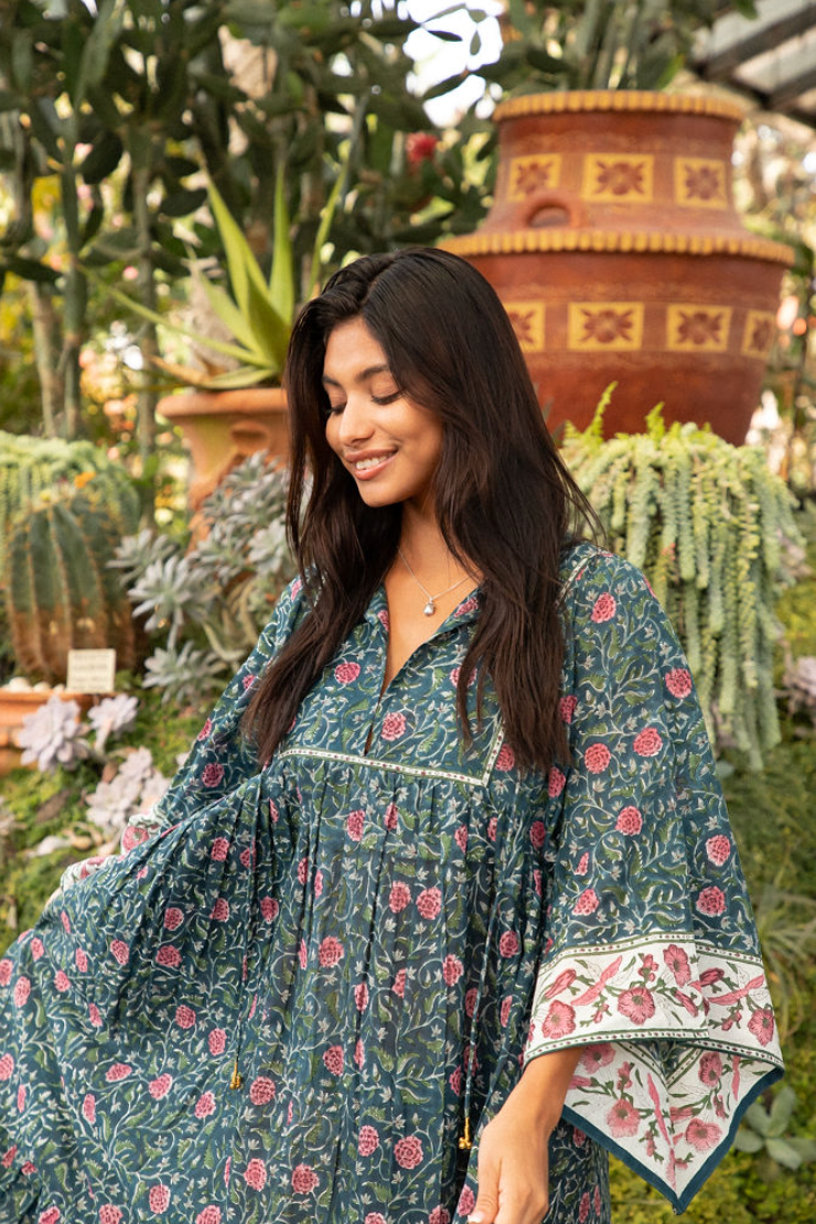 The Fox and The Mermaid - Vente Robe – femme - Robe Maxi Bohème Imprimée à Blocs (Chahna)4