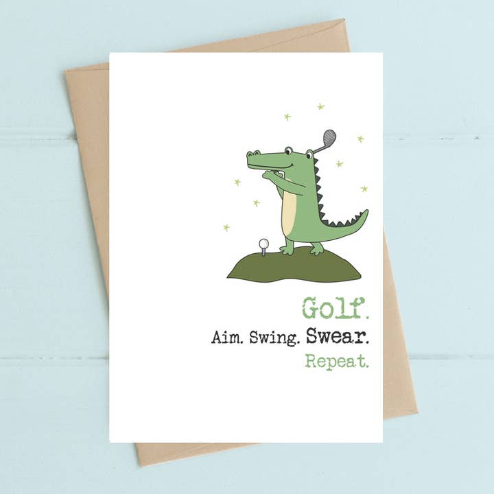 Golfe. Apontar, Bater, Praguejar, Repetir - Cartão de Cumprimentos por atacado de Dandelion Stationery